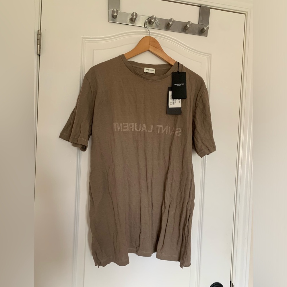 Saint Laurent Brown Logo Crewneck T-Shirt
